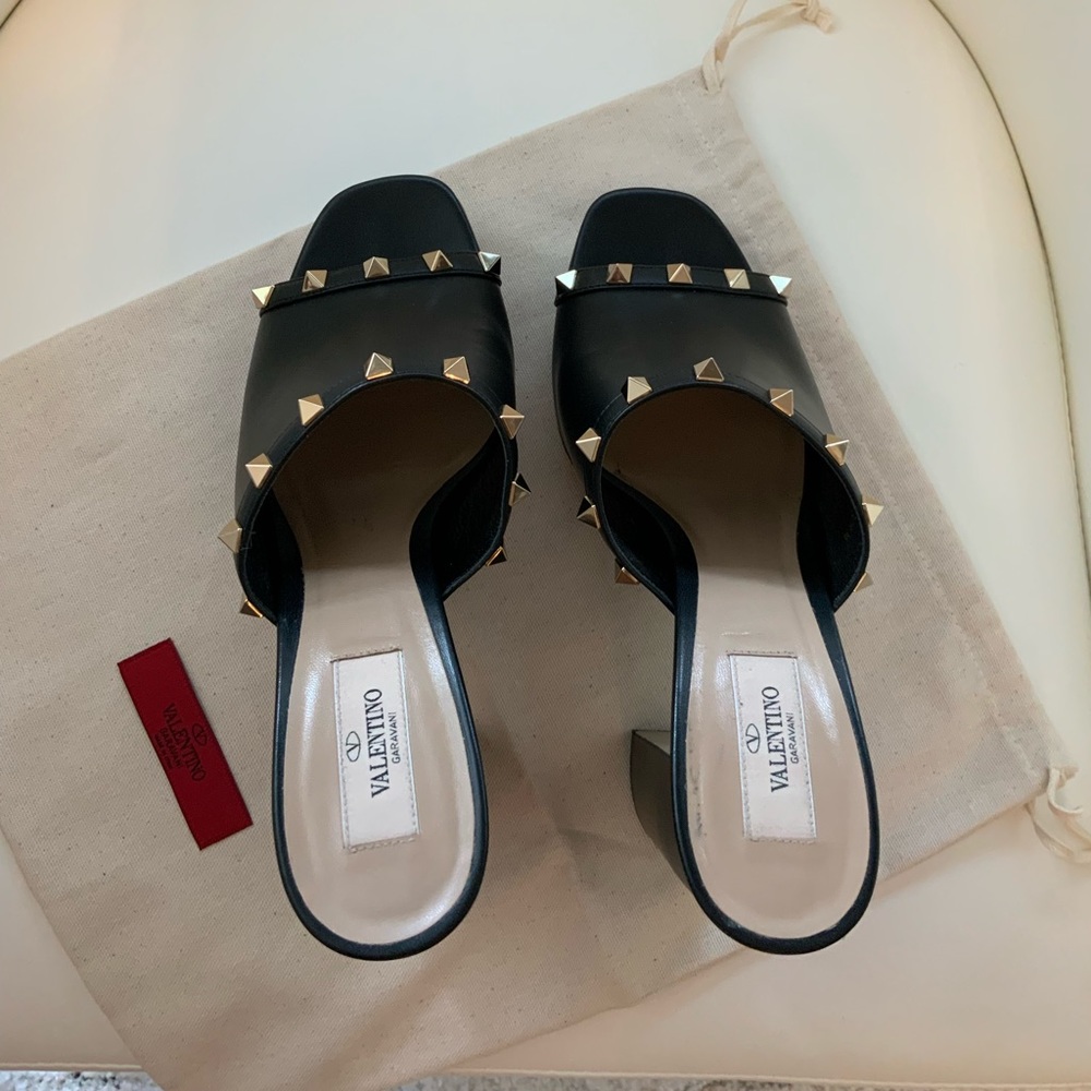 Valentino Leather Rockstud Mule